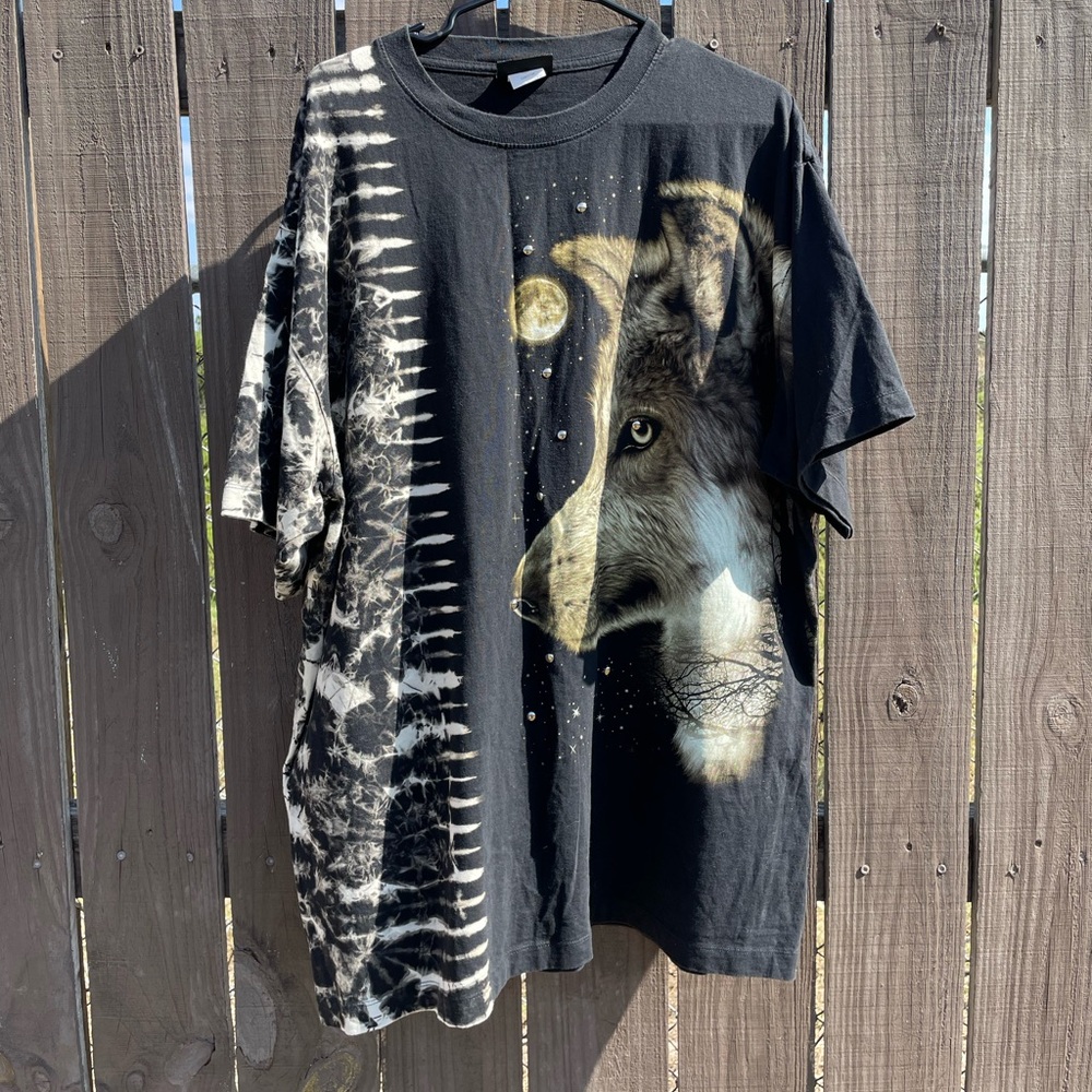 Men’s Jays rock tie dye style wolf print short sleeve tee